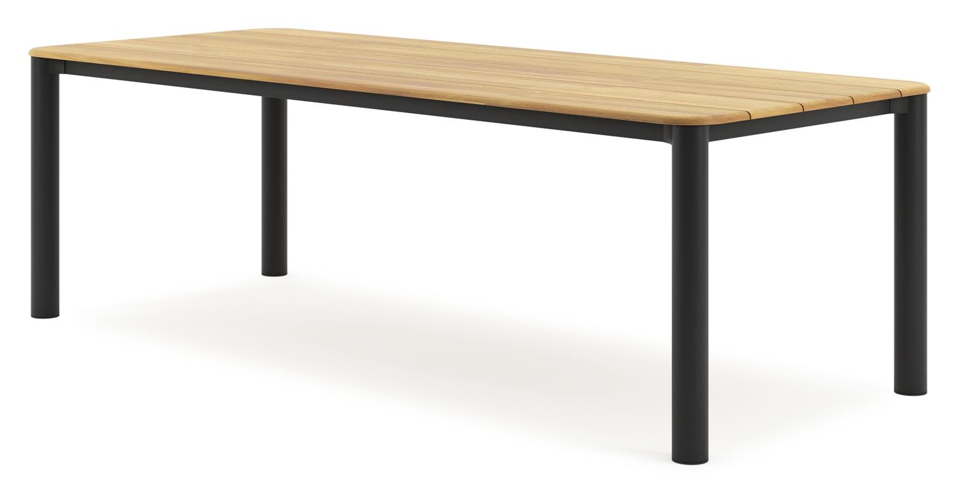Orso tuintafel rechthoekig afgerond in zwart aluminium en teak - L 240 x B 100 x H 73.5 cm