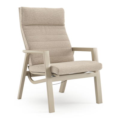 Prato loungestoel in beige aluminium met rustic weather+ softtouch kussen