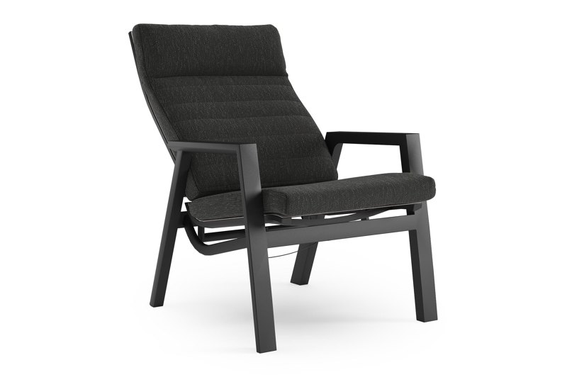 Prato loungestoel in zwart aluminium met sky black weather+ softtouch kussen
