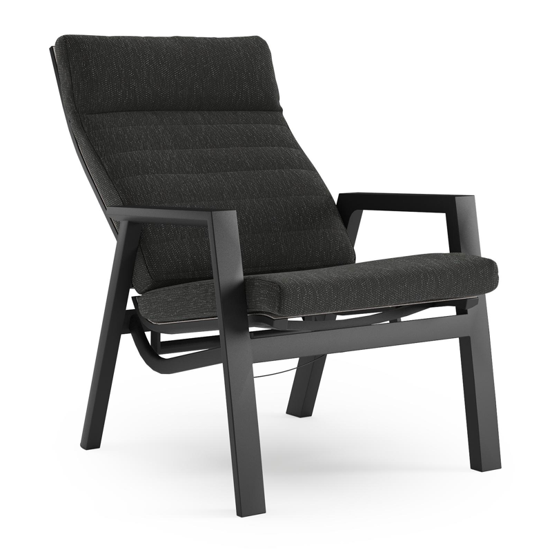 Prato loungestoel in zwart aluminium met sky black weather+ softtouch kussen