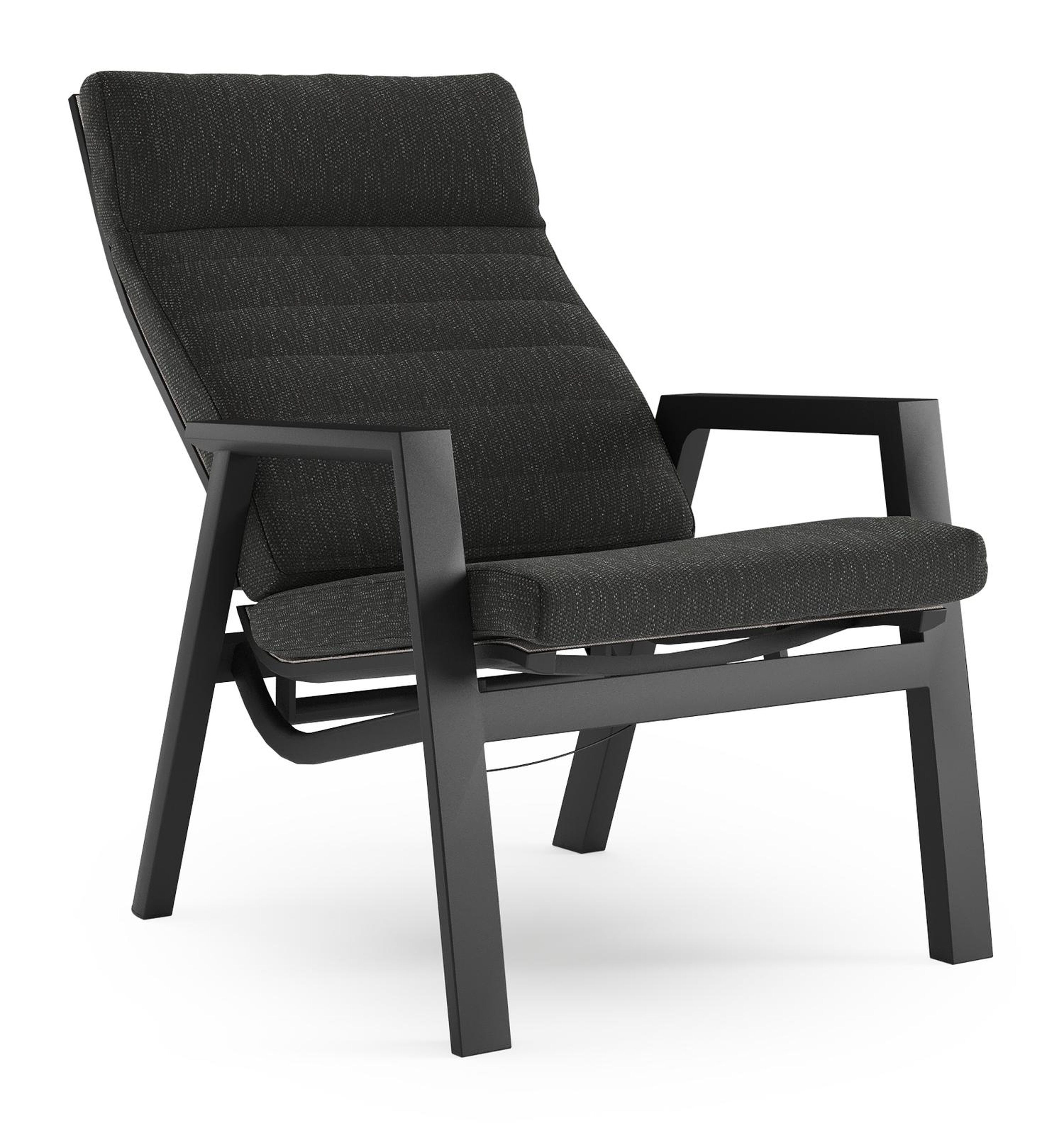 Prato loungestoel in zwart aluminium met sky black weather+ softtouch kussen