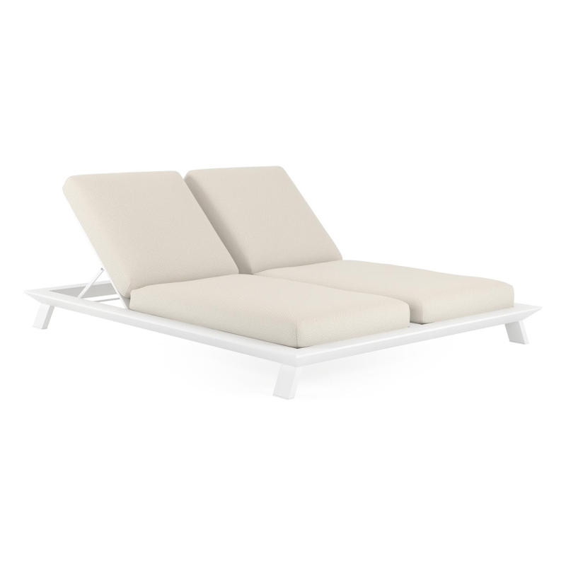 Cesano verstelbaar dubbel ligbed in wit aluminium met althea off white all weather cosytica kussen