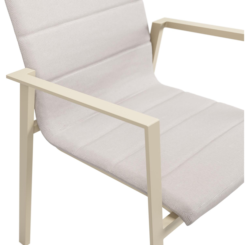 Cirello tuinstoel in beige aluminium en beige luxe textilene