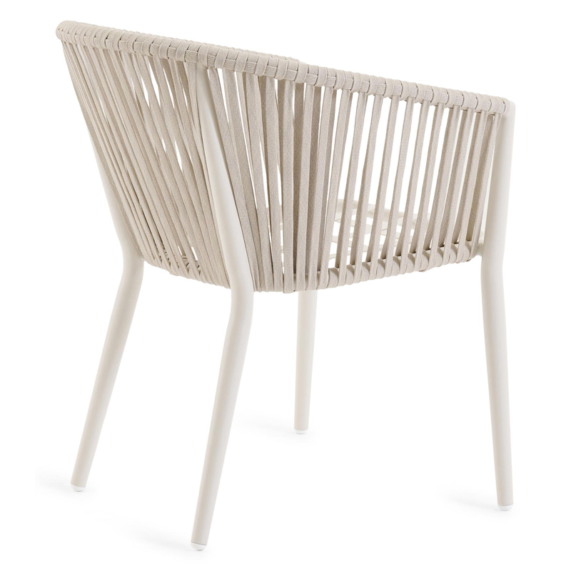 Chaise de jardin Orso en aluminium beige et corde plate tissée verticalement beige avec coussin en chartres pewter all weather sunbrella® luxe