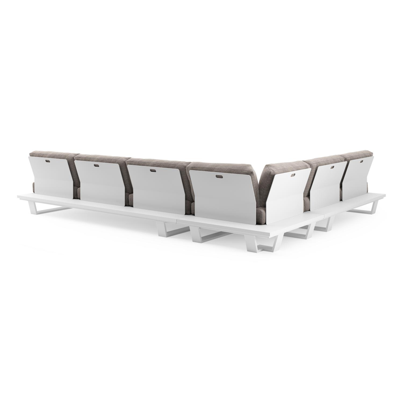 Pagino loungehoek in wit aluminium met wander granite all weather sunbrella® luxe kussen