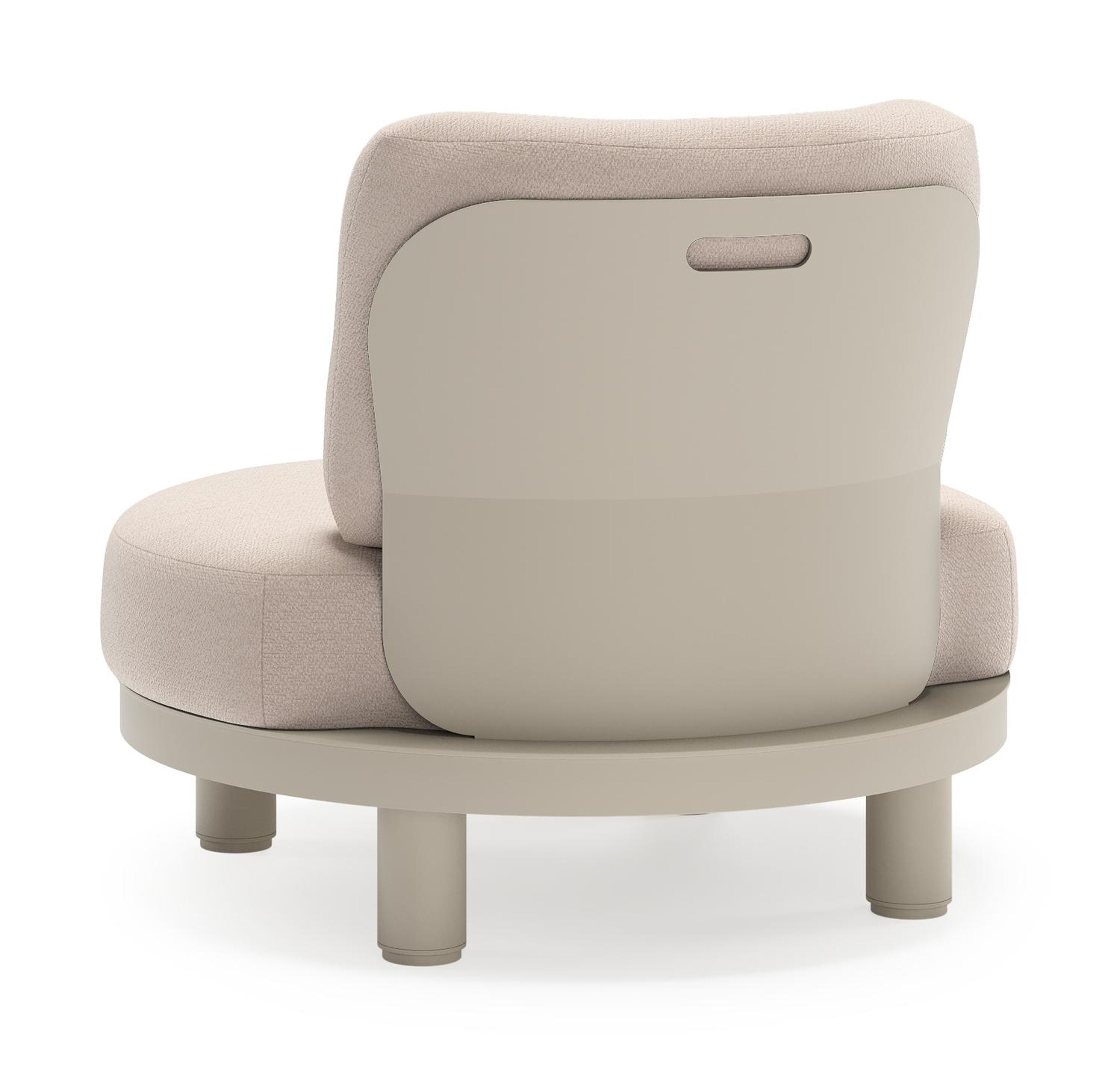 Donato loungestoel in beige aluminium met all weather sunbrella® luxe Wander Pilat kussen