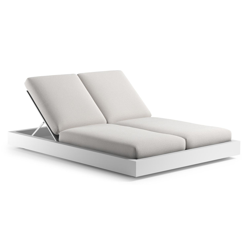 Como verstelbaar dubbel ligbed in wit aluminium met soul optik all weather Solica kussen