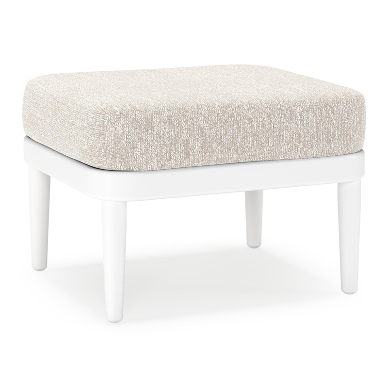 Pouf Orso en aluminium blanc et coussins en all weather sunbrella® luxe Tundra Sand