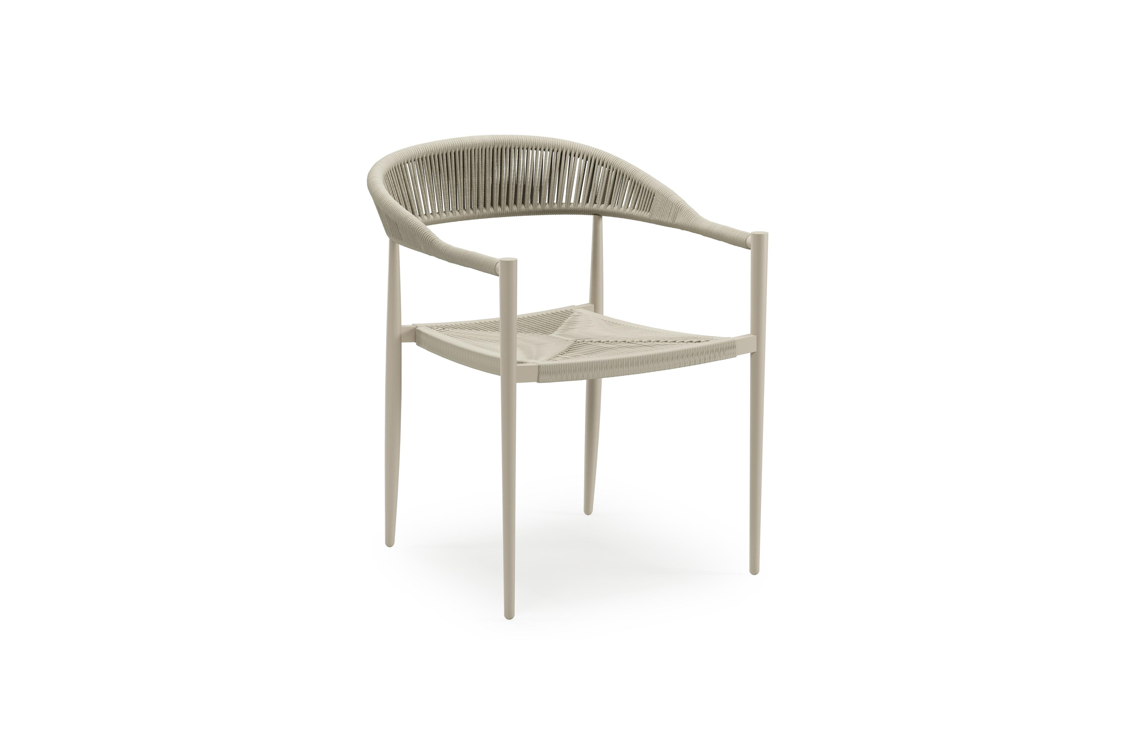 Chaise de jardin Guarda en aluminium beige et corde beige