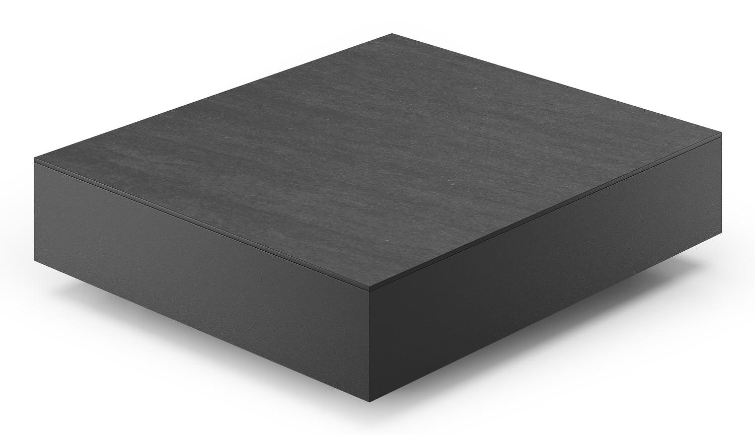 Como loungetafel in zwart aluminium en basalt black volkeramiek - L 70 x B 80 x H 20 cm