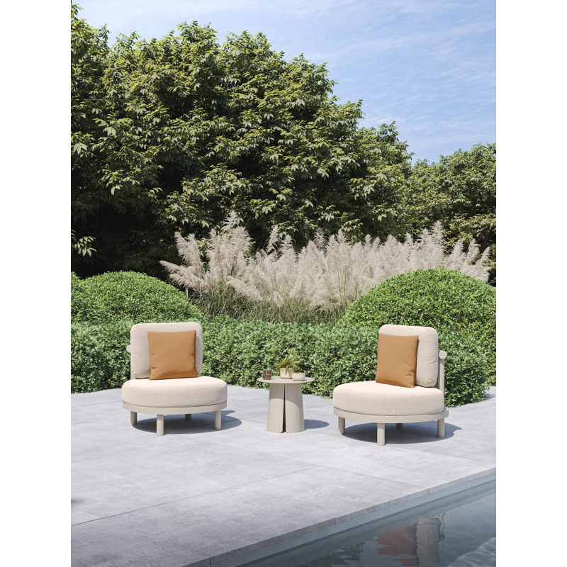 Ensemble de 2 fauteuils de jardin Lindo en aluminium beige et coussins en Weather+ Softtouch Rustic