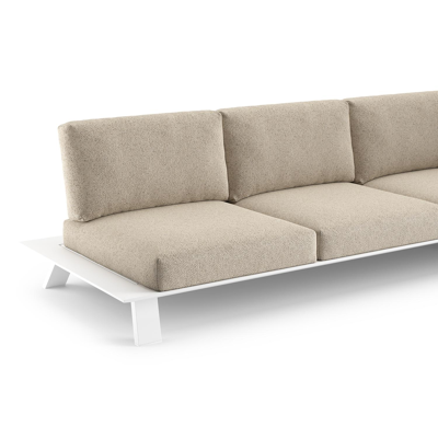 Cesano loungehoek in wit aluminium met bora desert all weather Cosytica kussen