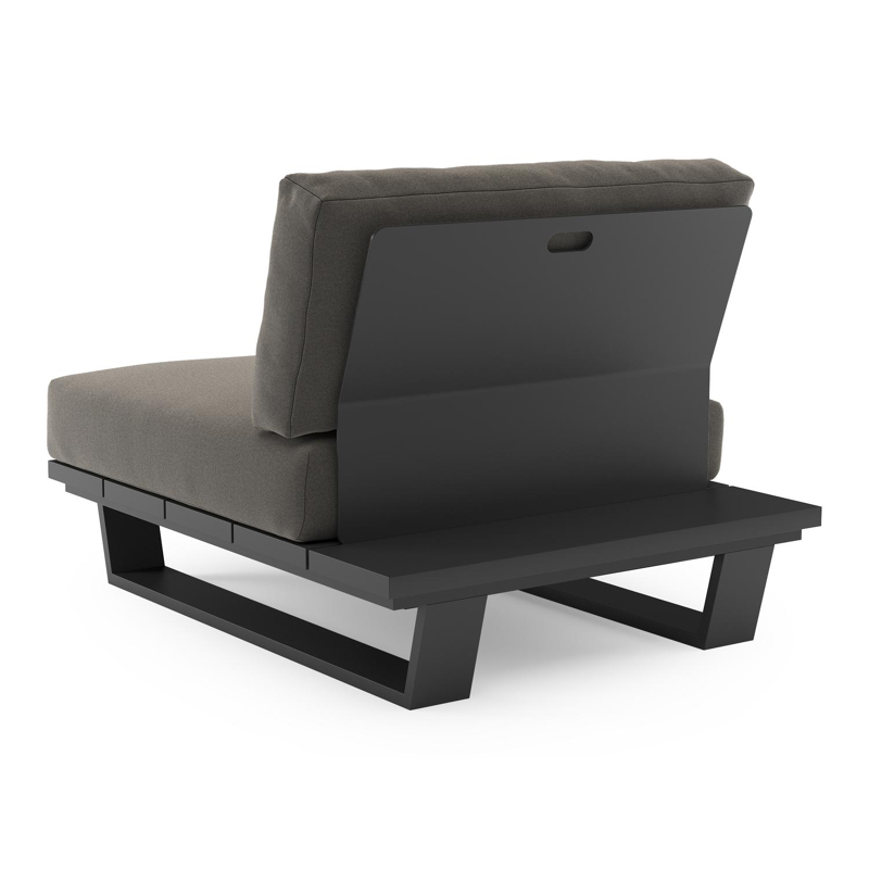 Pagino loungestoel in zwart aluminium met natte dark taupe all weather sunbrella® luxe kussen