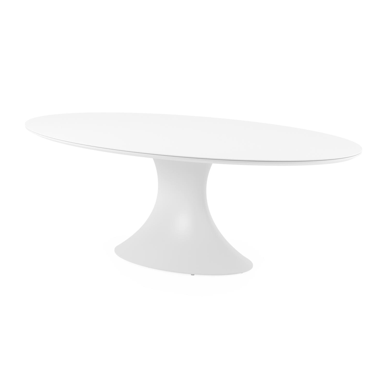 Fano tuintafel ovaal in wit aluminium en volkeramiek arctic white - L 240 x B 135 x H 75 cm