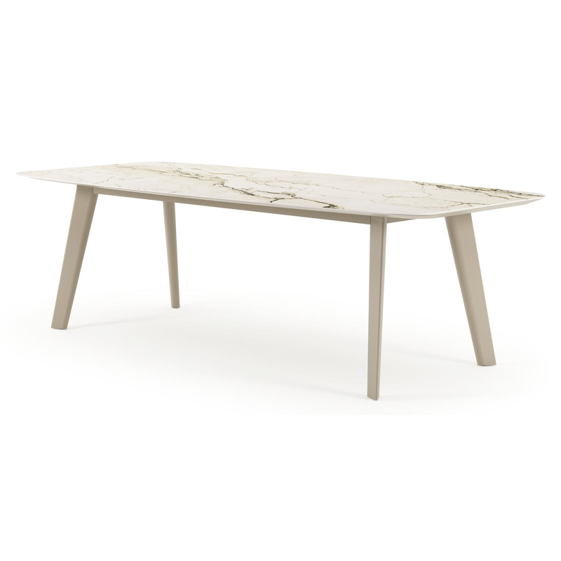 Lacirma tuintafel bootvorm in beige aluminium en volkeramiek Colorado Dunes L 255 x B 115 x H 74 cm