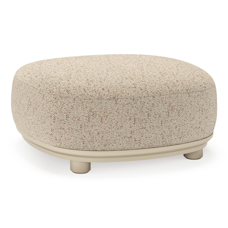 Vadelo poef in beige aluminium met bora jungle all weather cosytica kussen