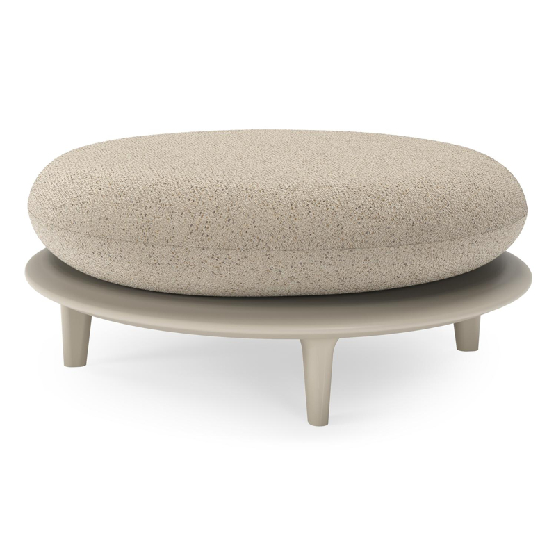 Bomero poef in beige aluminium met bora desert all weather cosytica kussen