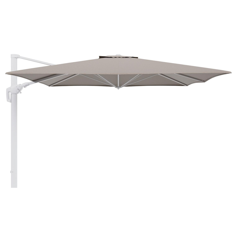 Minore zweefparasol tiltfunctie in wit aluminium en parasoldoek in All Weather Solica Firenze Earth  - L1 350 x L2: 350 cm (zonder voet) (zonder voet)