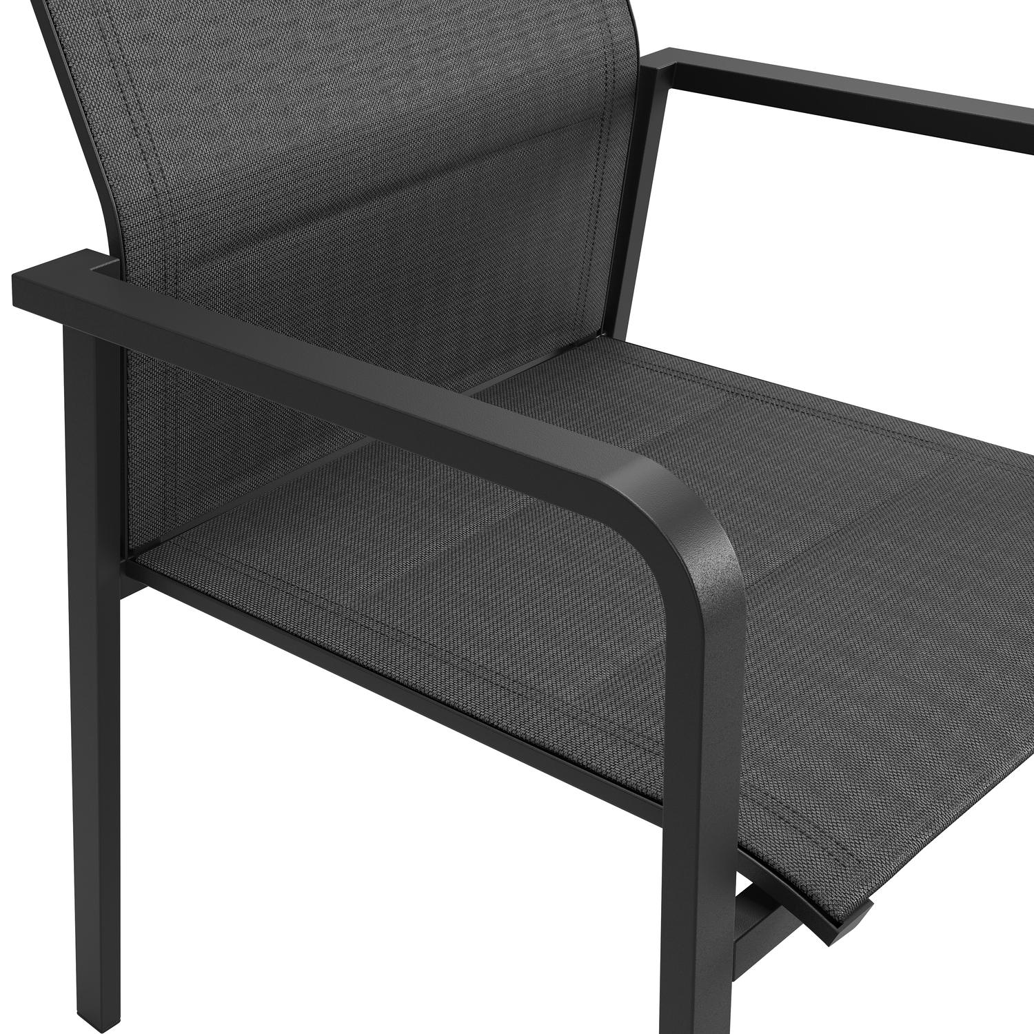 Chaise de jardin empilable Como in aluminium noir et textilène confort noir