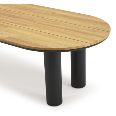 Organo tuintafel ovaal in zwart aluminium en teak - L 300 x B 110 x H 74 cm