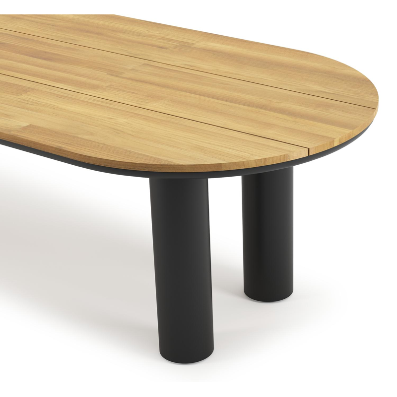 Organo tuintafel ovaal in zwart aluminium en teak - L 300 x B 110 x H 74 cm