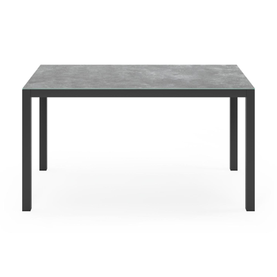 Ensemble de jardin Feltro en aluminium noir avec plateau de table en céramique verre gris et 4 chaises de jardin Artena