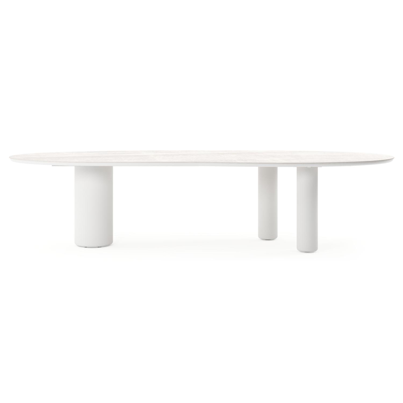 Amico tuintafel organisch in wit aluminium en volkeramiek Taj Mahal - L 320 x B 120 x H 73.5 cm