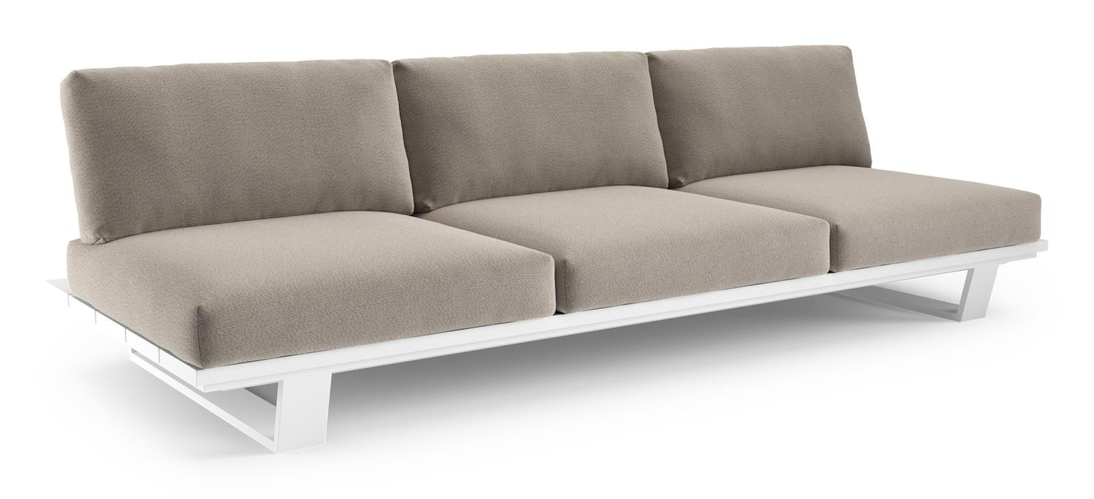 Pagino loungebank in wit aluminium met savane coconut all weather sunbrella® luxe kussen