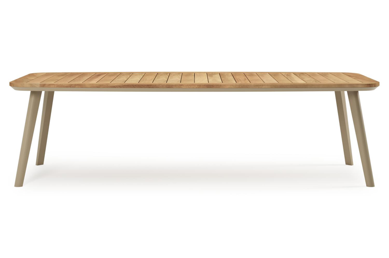 Mosa tuintafel bootvorm in beige aluminium en teak natural finish - L 270 x B 115 x H 74 cm