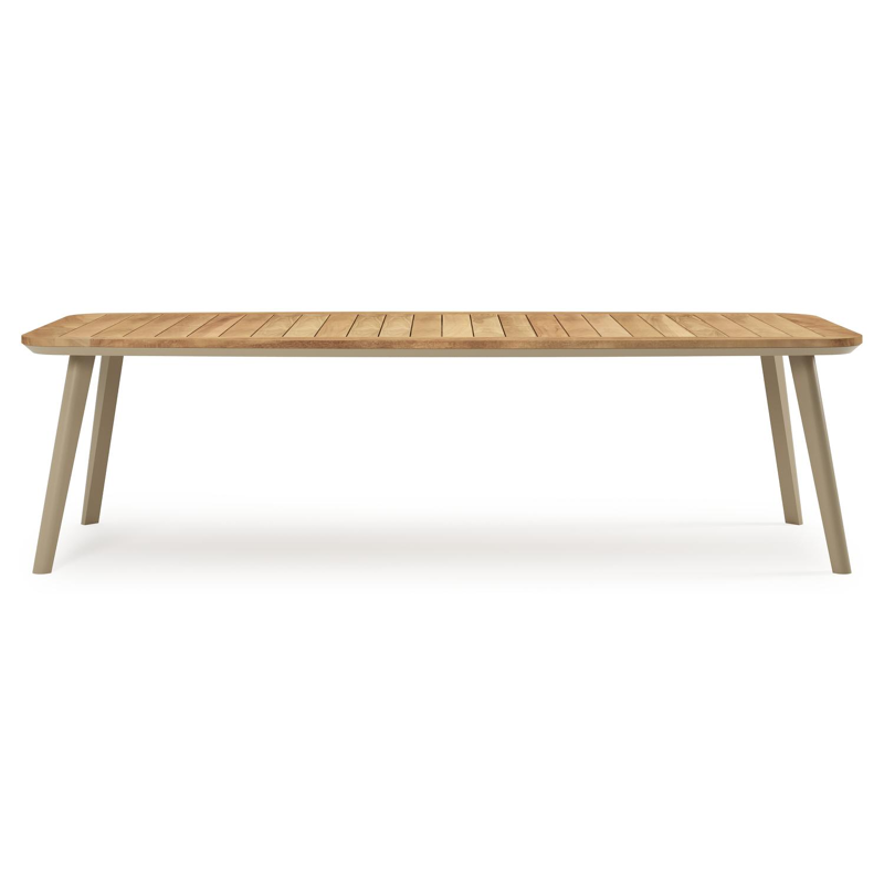 Mosa tuintafel bootvorm in beige aluminium en teak natural finish - L 270 x B 115 x H 74 cm