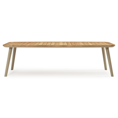 Mosa tuintafel bootvorm in beige aluminium en teak natural finish - L 270 x B 115 x H 74 cm