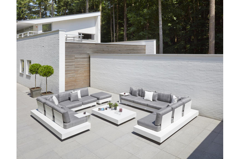 Table basse Tufo en aluminium blanc - Lg 156 x larg. 98 x H 23,8 cm