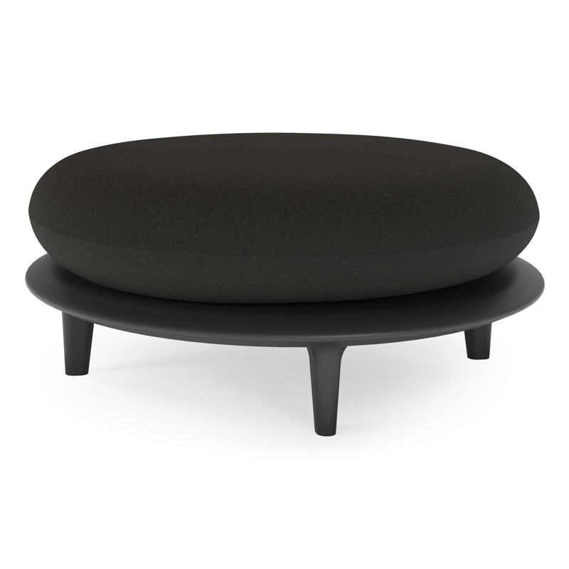 Bomero poef in zwart aluminium met heritage char all weather sunbrella® luxe kussen