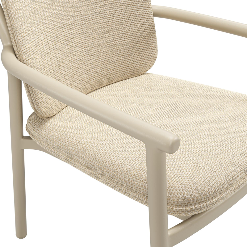 Bono stapelbare tuinstoel in beige aluminium met stoelkussen in All Weather Cosytica Althea Camel