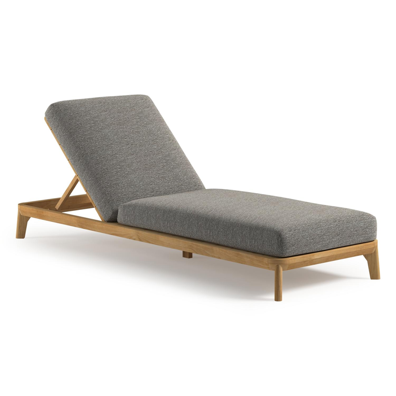 Orso verstelbaar ligbed in teak met tundra pepper all weather Sunbrella® luxe kussen