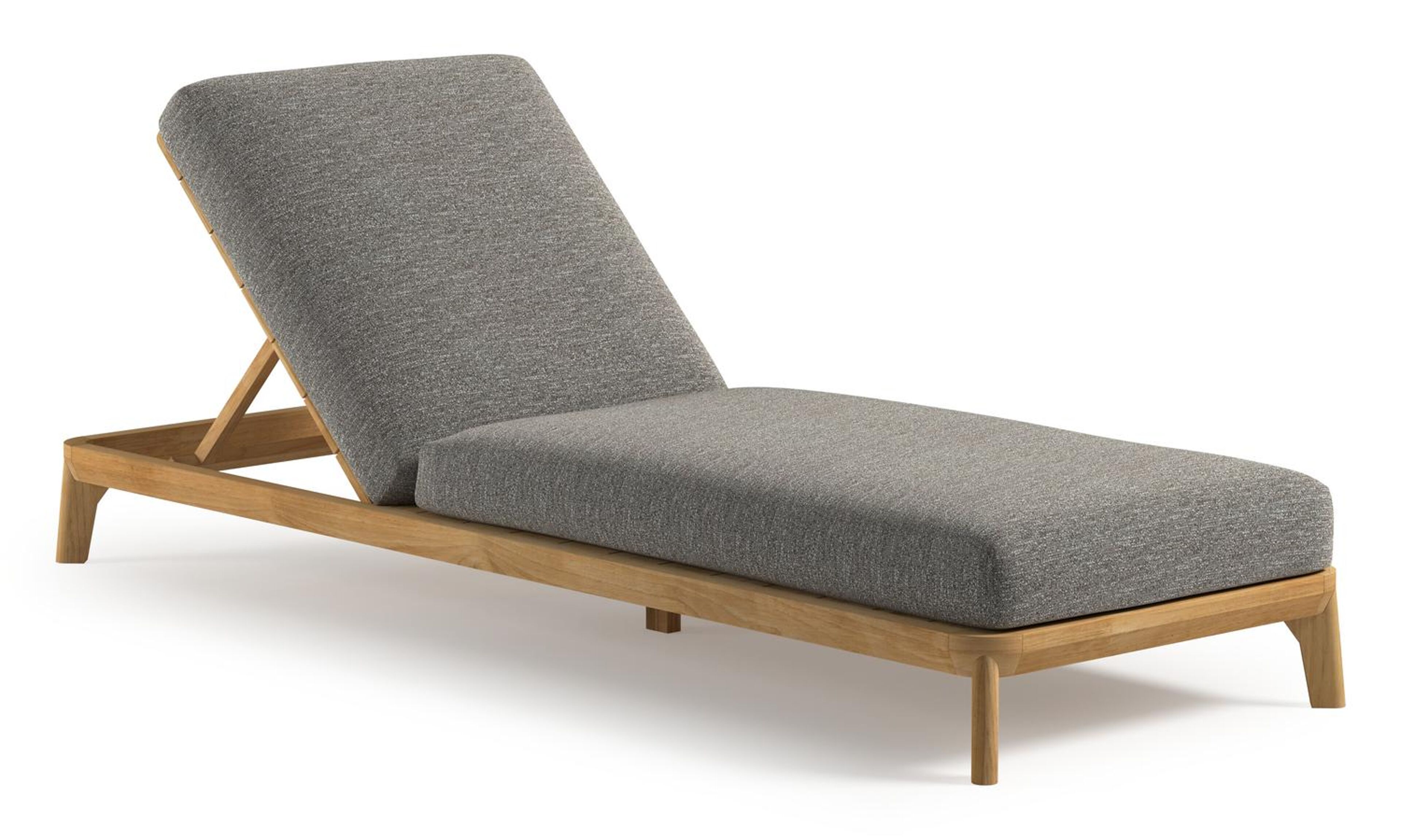 Orso verstelbaar ligbed in teak met tundra pepper all weather Sunbrella® luxe kussen