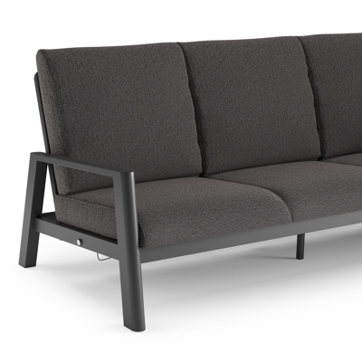 Cirello loungebank in zwart aluminium met firenze tunder all weather solica kussen