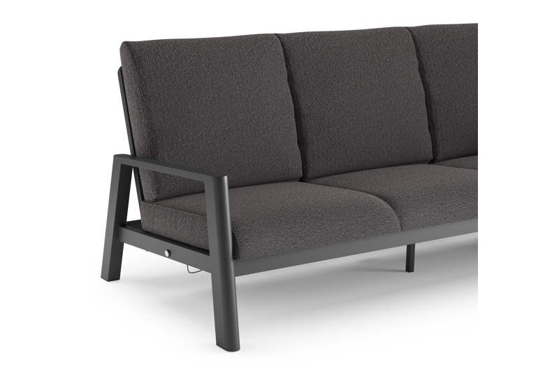 Cirello loungebank in zwart aluminium met firenze tunder all weather solica kussen