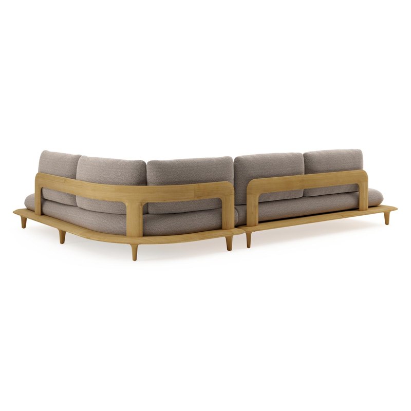 Bomero loungehoek in teak met wander manioc all weather sunbrella® luxe kussen