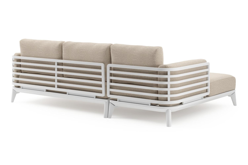 Mosa loungehoek in wit aluminium met rustic weather+ softtouch kussen