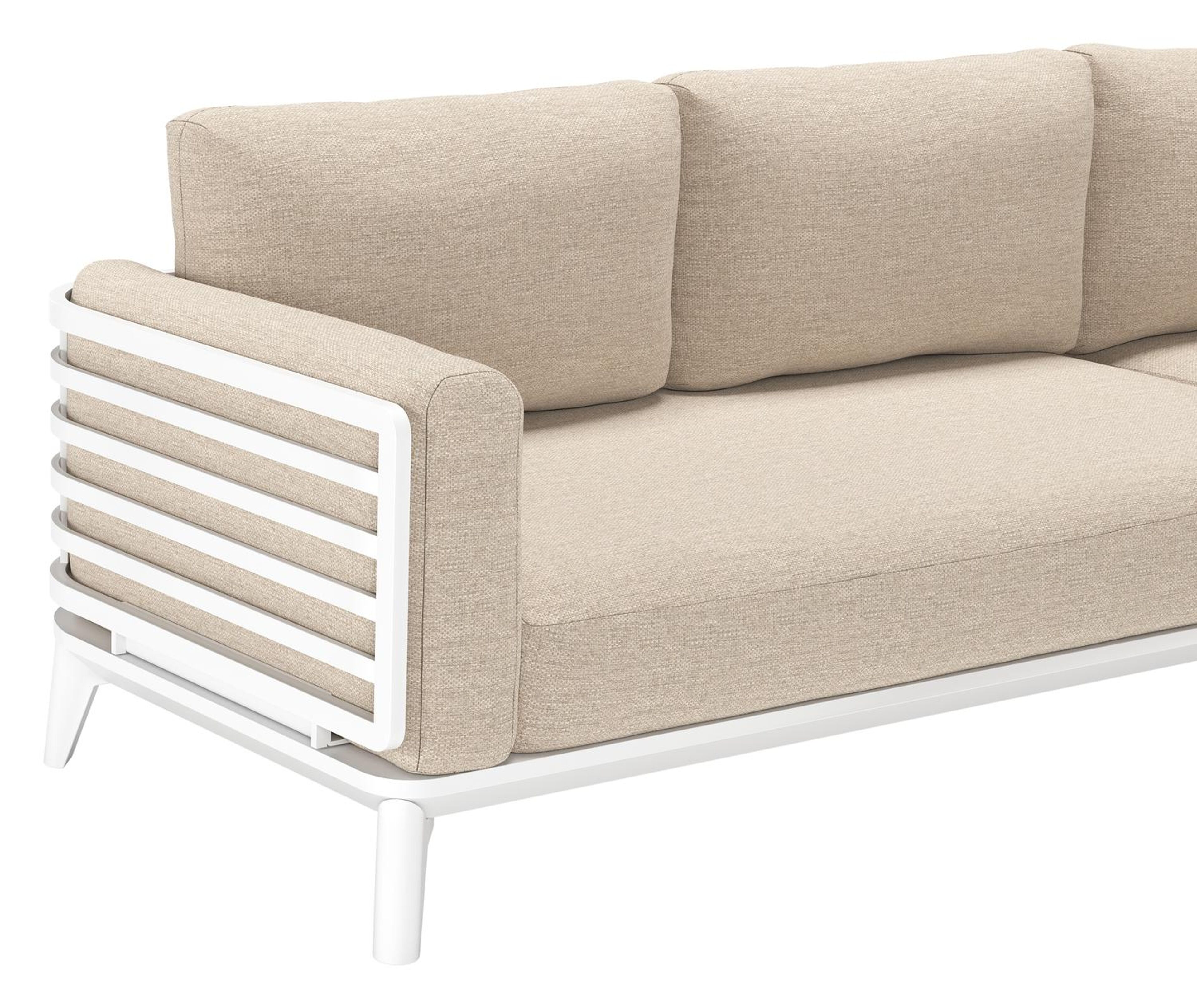 Mosa loungehoek in wit aluminium met rustic weather+ softtouch kussens