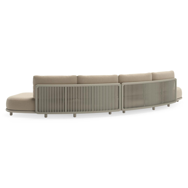 CanapÃ© de jardin Lomano en aluminium beige et corde luxe plate tissÃ©e verticalement beige et coussins en all weather cosytica Althea Chalk