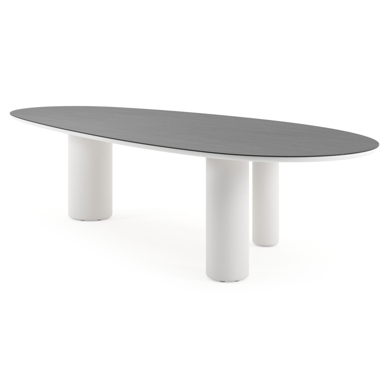 Amico tuintafel mango in wit aluminium en volkeramiek Basalt Black - L 320 x B 140 x H 73.5 cm