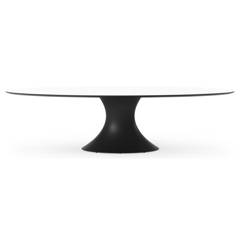 Fano tuintafel ovaal in zwart aluminium en volkeramiek Arctic White - L 290 x B 148 x H 75 cm