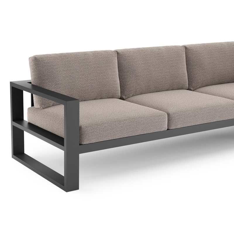 Verato loungehoek in zwart aluminium met wander granite all weather sunbrella® luxe kussen