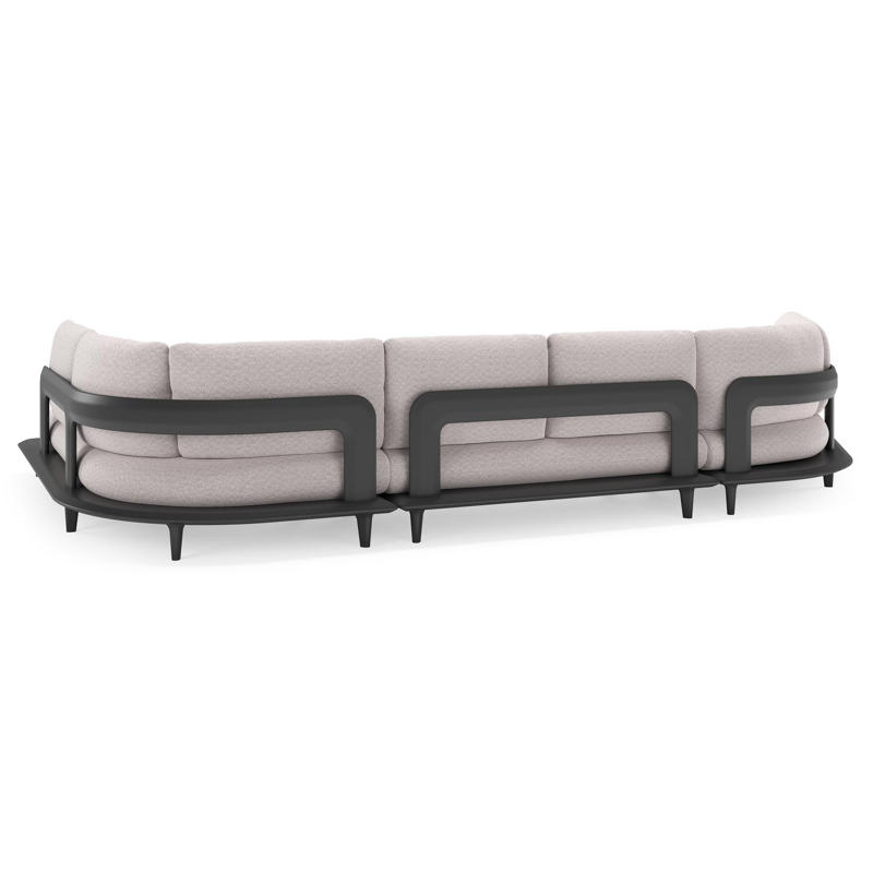 Bomero loungehoek in zwart aluminium met wander gobi all weather sunbrella® luxe kussen