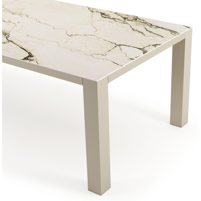Nano tuintafel rechthoekig in beige aluminium en volkeramiek Colorado Dunes L 280 x B 110 x H 75 cm x H 75 cm