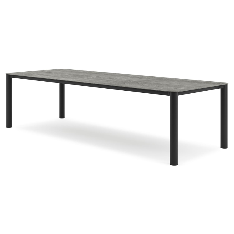 Orso tuintafel rechthoekig afgerond in zwart aluminium en volkeramiek aspen grey - L 290 x B 110 x H 74.5 cm