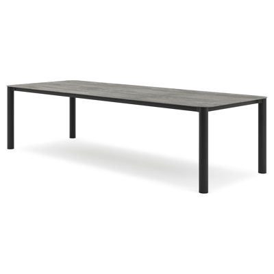 Orso tuintafel rechthoekig afgerond in zwart aluminium en volkeramiek aspen grey - L 290 x B 110 x H 74.5 cm