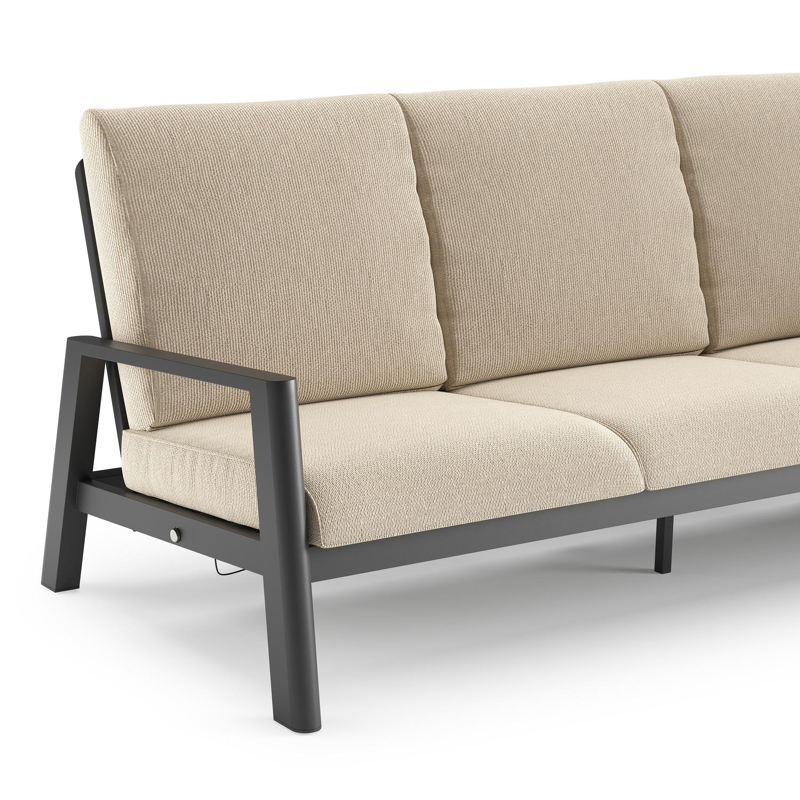 Cirello loungeset in zwart aluminium met althea chalk all weather cosytica kussen